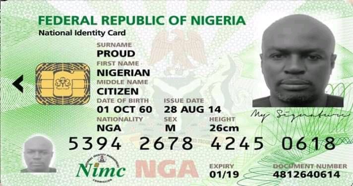 Sample of National Identity card